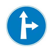 Go straight or turn right ahead
