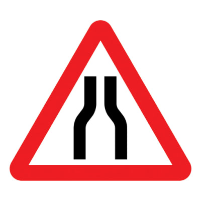  Road narrows on both sides 
